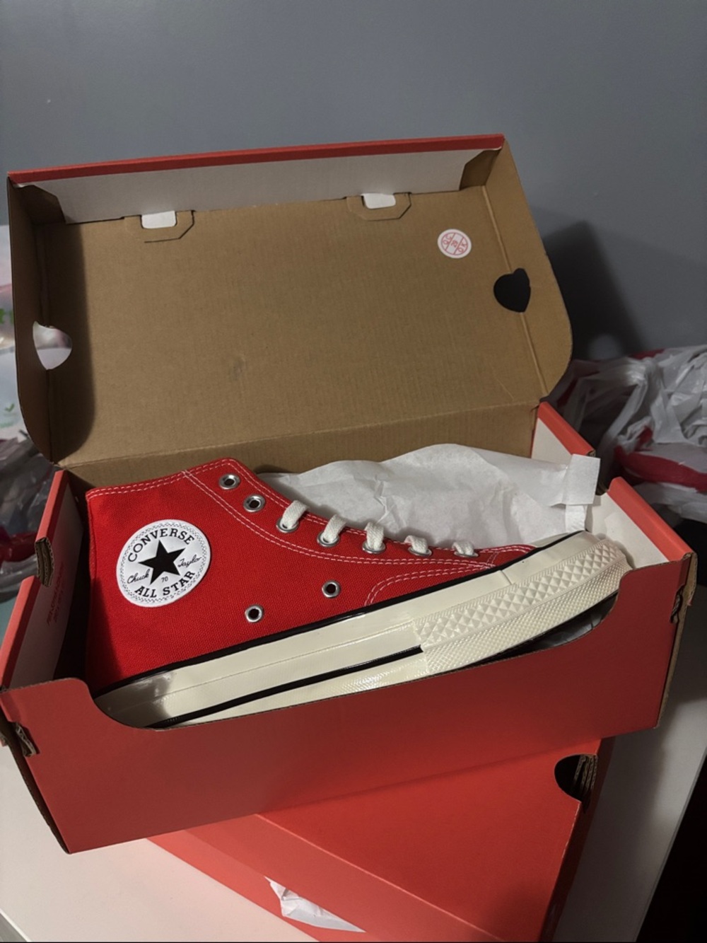 Converse Red Canvas High Top Sneakers
